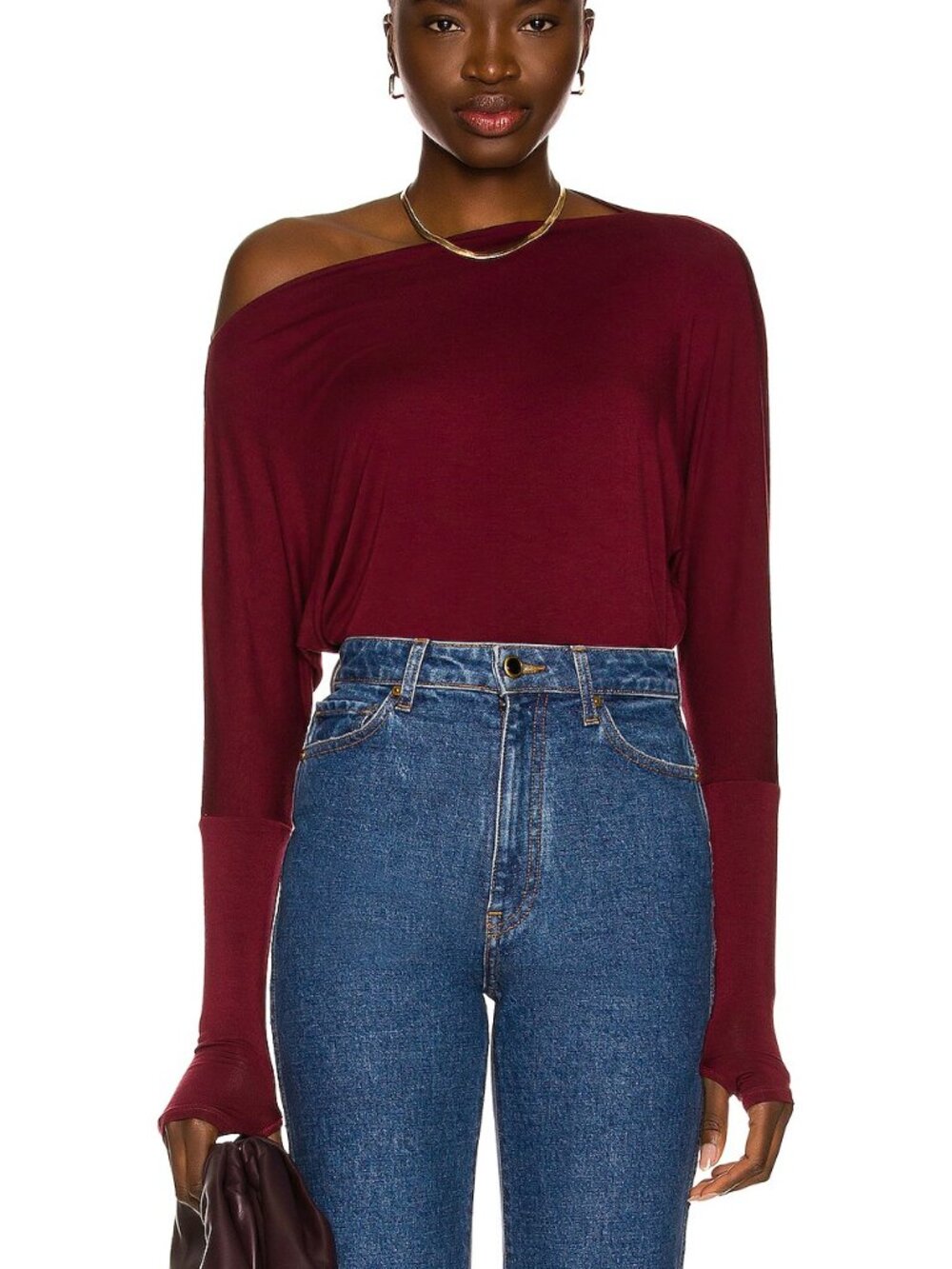 Enza Costa Silk Jersey Slouch Top Off shoulder Lightweight Jersey Size XS